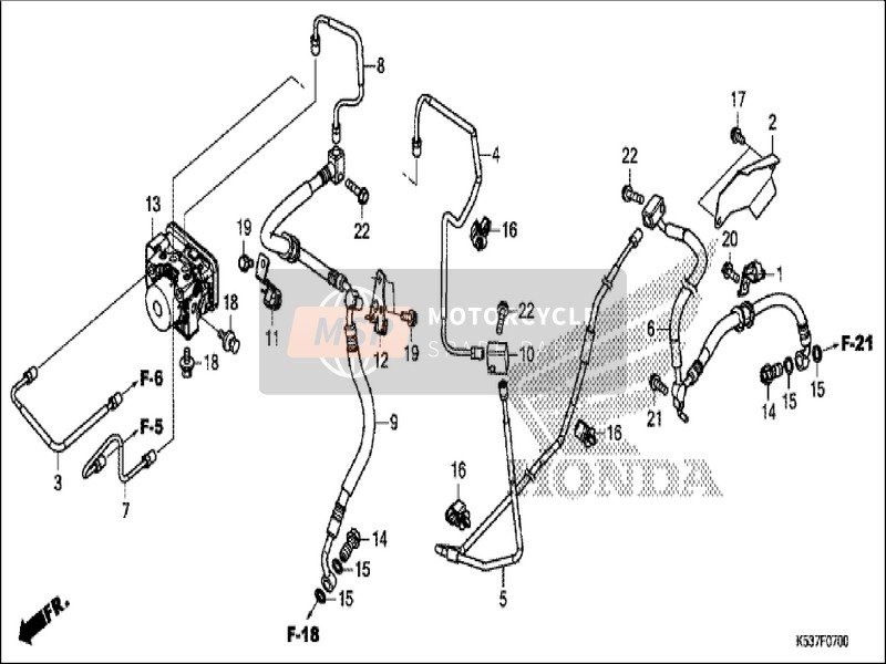 Honda SH300A 2019 Remleiding/Remslang/ABS Modulator voor een 2019 Honda SH300A